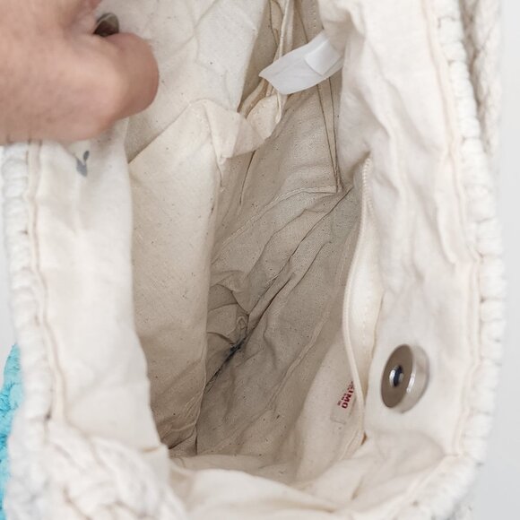 MOSSIMO Boho Ombre Macrame Fringed Crossbody Bag Teal & Ivory - Picture 8 of 8